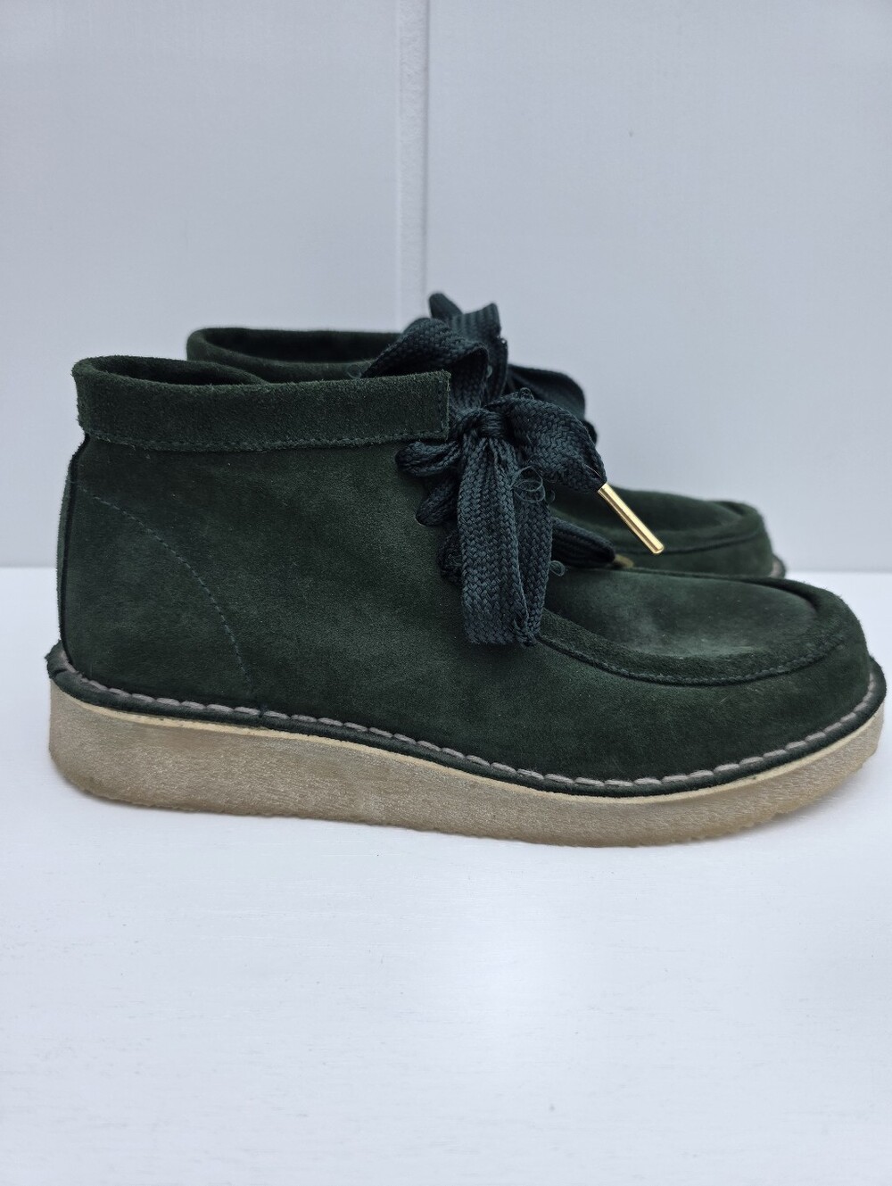 Free People Ashton Suede Lace Up Ankle Boots Emerald Green Womens Size 38